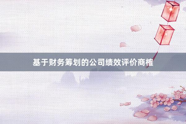 基于财务筹划的公司绩效评价商榷