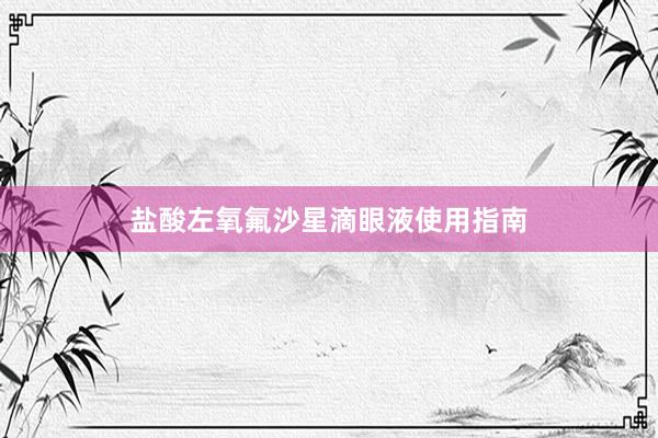 盐酸左氧氟沙星滴眼液使用指南